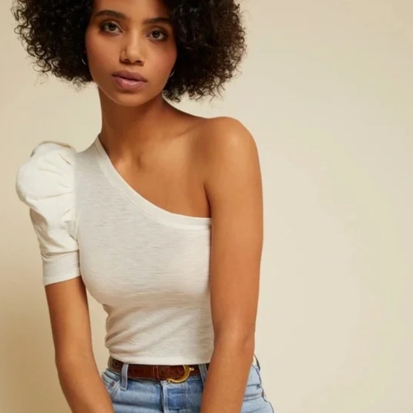 NWT Nation‎ LTD One Shoulder T Shirt Size XS Off White Free People MSRP - Picture 1 of 10
